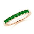 thumbnail image 1 of Angara Rings - Natural Square Shape Emerald Semi Eternity Wedding Ring in 14K Rose Gold for Women (Size-2.2mm) | May Birthstone Jewelry, Birthday, Anniversary, Jewelry Gift for Women, 1 of 11