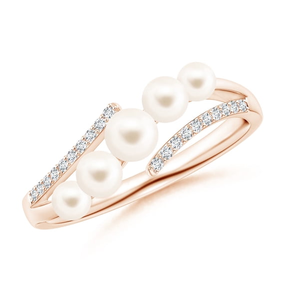 ANGARA Seed Freshwater Cultured Pearl Bypass Ring in 14K Rose Gold for Women | June Birthstone, Birthday, Anniversary, Jewelry Gift for Women | Pearl Ring