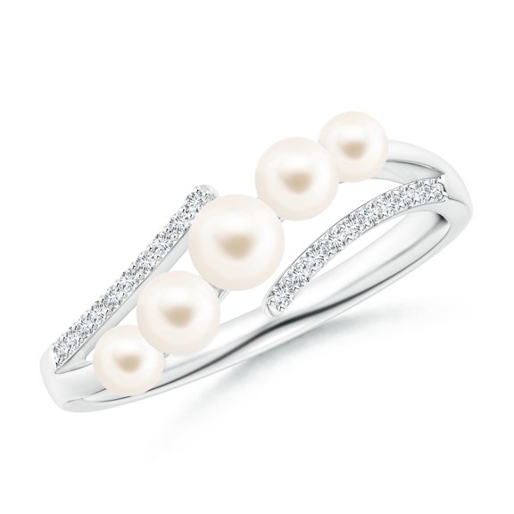 ANGARA Seed Freshwater Cultured Pearl Bypass Ring in 14K White Gold for Women | June Birthstone, Birthday, Anniversary, Jewelry Gift for Women | Pearl Ring