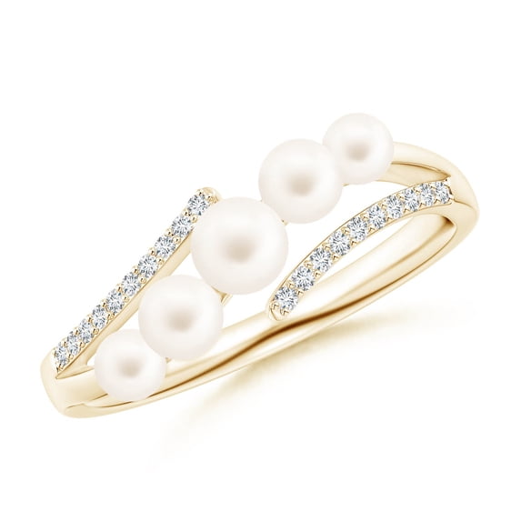 ANGARA Seed Freshwater Cultured Pearl Bypass Ring in 14K Yellow Gold for Women | June Birthstone, Birthday, Anniversary, Jewelry Gift for Women | Pearl Ring