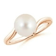 thumbnail image 1 of Angara Solitaire Freshwater Cultured Pearl Bypass Ring in 14K Rose Gold for Women | June Birthstone Jewelry for Her, 1 of 8