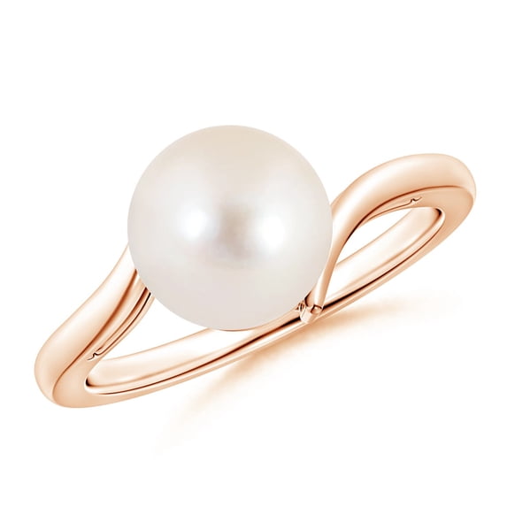 Angara Solitaire Freshwater Cultured Pearl Bypass Ring in 14K Rose Gold for Women | June Birthstone Jewelry for Her