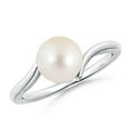 thumbnail image 1 of Angara Solitaire Freshwater Cultured Pearl Bypass Ring in 14K White Gold for Women | June Birthstone Jewelry for Her, 1 of 8
