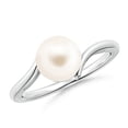 thumbnail image 1 of Angara Solitaire Freshwater Cultured Pearl Bypass Ring in 14K White Gold for Women | June Birthstone Jewelry for Her, 1 of 8