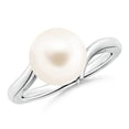 thumbnail image 1 of Angara Solitaire Freshwater Cultured Pearl Bypass Ring in 14K White Gold for Women | June Birthstone Jewelry for Her, 1 of 8