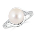 thumbnail image 1 of Angara Solitaire Freshwater Cultured Pearl Bypass Ring with Diamonds in 14K White Gold for Women | June Birthstone Jewelry for Her, 1 of 8