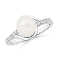 thumbnail image 1 of Angara Solitaire Freshwater Cultured Pearl Bypass Ring with Diamonds in 925 Sterling Silver for Women | June Birthstone Jewelry for Her, 1 of 8