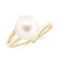 thumbnail image 1 of ANGARA Solitaire Freshwater Cultured Pearl Bypass Split Shank Ring in 14K Yellow Gold for Women | June Birthstone, Birthday, Anniversary, Jewelry Gift for Women | Pearl Ring, 1 of 8