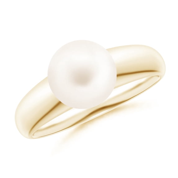 ANGARA Solitaire Freshwater Cultured Pearl Dome Ring in 14K Yellow Gold for Women | June Birthstone, Birthday, Anniversary, Jewelry Gift for Women | Pearl Ring