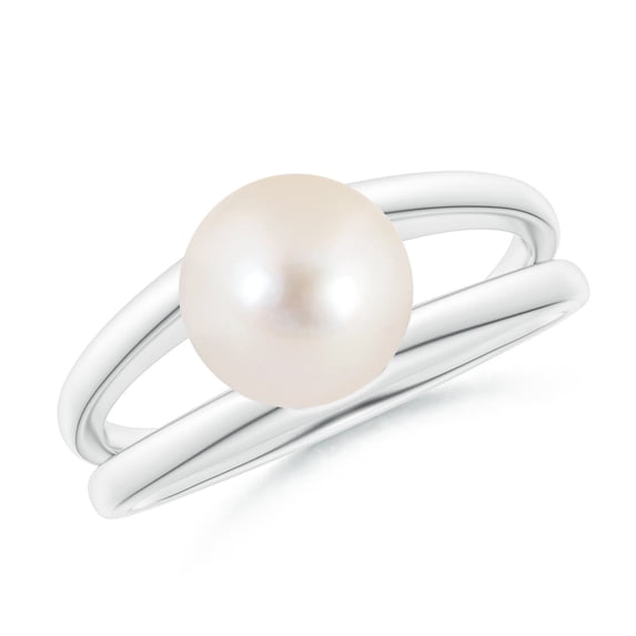 ANGARA Solitaire Freshwater Cultured Pearl Split Shank Ring in 14K White Gold for Women | June Birthstone, Birthday, Anniversary, Jewelry Gift for Women | Natural Pearl Ring