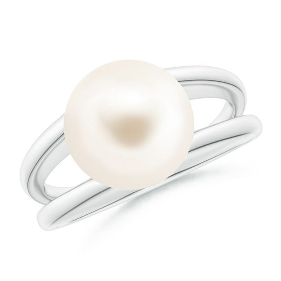 ANGARA Solitaire Freshwater Cultured Pearl Split Shank Ring in 14K White Gold for Women | June Birthstone, Birthday, Anniversary, Jewelry Gift for Women | Pearl Ring