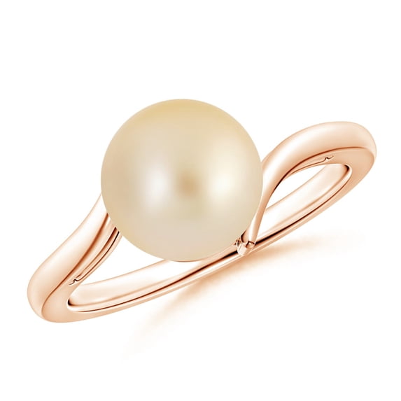 ANGARA Solitaire Golden South Sea Cultured Pearl Bypass Ring in 14K Rose Gold for Women | June Birthstone, Birthday, Anniversary, Jewelry Gift for Women | Pearl Ring