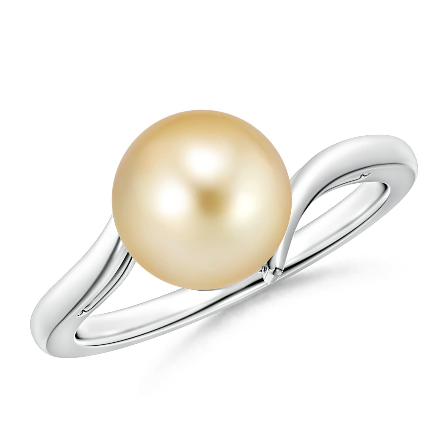Angara Solitaire Golden South Sea Cultured Pearl Bypass Ring in 14K ...