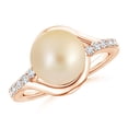 thumbnail image 1 of ANGARA Solitaire Golden South Sea Cultured Pearl Bypass Ring with Diamonds in 14K Rose Gold for Women | June Birthstone, Birthday, Anniversary, Jewelry Gift for Women | Pearl Ring, 1 of 8