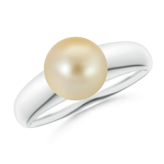 Angara Solitaire Golden South Sea Cultured Pearl Dome Ring in 14K White Gold for Women | June Birthstone Jewelry for Her