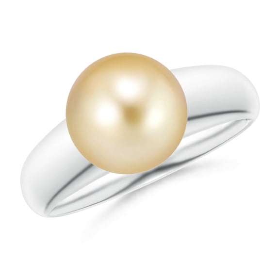 Angara Solitaire Golden South Sea Cultured Pearl Dome Ring in 14K White Gold for Women | June Birthstone Jewelry for Her