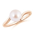 thumbnail image 1 of Angara Solitaire Japanese Akoya Cultured Pearl Bypass Ring in 14K Rose Gold for Women | June Birthstone Jewelry for Her, 1 of 8