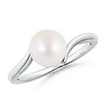 thumbnail image 1 of Angara Solitaire Japanese Akoya Cultured Pearl Bypass Ring in 14K White Gold for Women | June Birthstone Jewelry for Her, 1 of 8