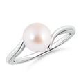 thumbnail image 1 of ANGARA Solitaire Japanese Akoya Cultured Pearl Bypass Ring in 14K White Gold for Women | June Birthstone, Birthday, Anniversary, Jewelry Gift for Women | Pearl Ring, 1 of 8