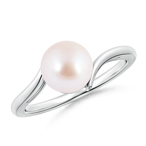 ANGARA Solitaire Japanese Akoya Cultured Pearl Bypass Ring in 14K White Gold for Women | June Birthstone, Birthday, Anniversary, Jewelry Gift for Women | Pearl Ring
