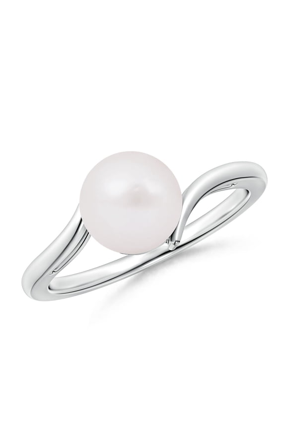 Solitaire Japanese Akoya Cultured Pearl Bypass Ring in 925 Sterling Silver for Women | June Birthstone, Birthday, Anniversary, Jewelry Gift for Women | Pearl Ring