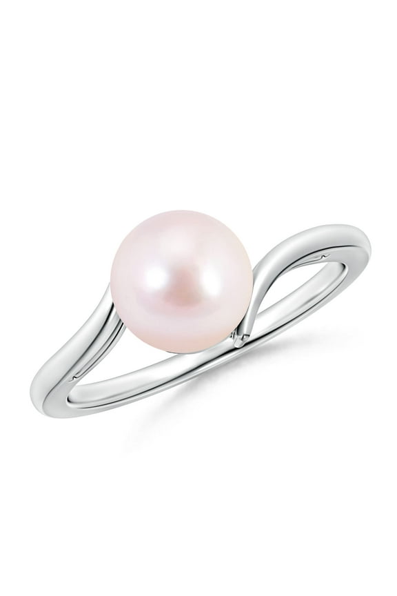 Solitaire Japanese Akoya Cultured Pearl Bypass Ring in 925 Sterling Silver for Women | June Birthstone, Birthday, Anniversary, Jewelry Gift for Women | Pearl Ring