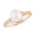 thumbnail image 1 of ANGARA Solitaire Japanese Akoya Cultured Pearl Bypass Ring with Diamonds in 14K Rose Gold for Women | June Birthstone, Birthday, Anniversary, Jewelry Gift for Women | Pearl Ring, 1 of 8
