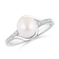 thumbnail image 1 of ANGARA Solitaire Japanese Akoya Cultured Pearl Bypass Ring with Diamonds in 14K White Gold for Women | June Birthstone, Birthday, Anniversary, Jewelry Gift for Women | Pearl Ring, 1 of 8