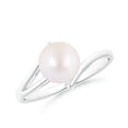 thumbnail image 1 of ANGARA Solitaire Japanese Akoya Cultured Pearl Bypass Split Shank Ring in 14K White Gold for Women | June Birthstone, Birthday, Anniversary, Jewelry Gift for Women | Pearl Ring, 1 of 8