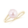 thumbnail image 1 of ANGARA Solitaire Japanese Akoya Cultured Pearl Bypass Split Shank Ring in 14K Yellow Gold for Women | June Birthstone, Birthday, Anniversary, Jewelry Gift for Women | Pearl Ring, 1 of 9