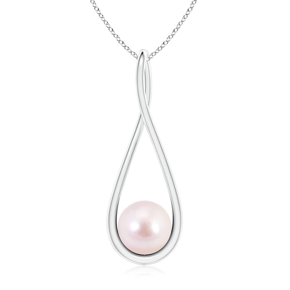 ANGARA Solitaire Japanese Akoya Cultured Pearl Cradle Pendant in 14K White Gold for Women | June Birthstone, Birthday, Anniversary, Jewelry Gift for Women | Pearl Necklace