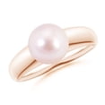 thumbnail image 1 of Angara Solitaire Japanese Akoya Cultured Pearl Dome Ring in 14K Rose Gold for Women | June Birthstone Jewelry for Her, 1 of 8