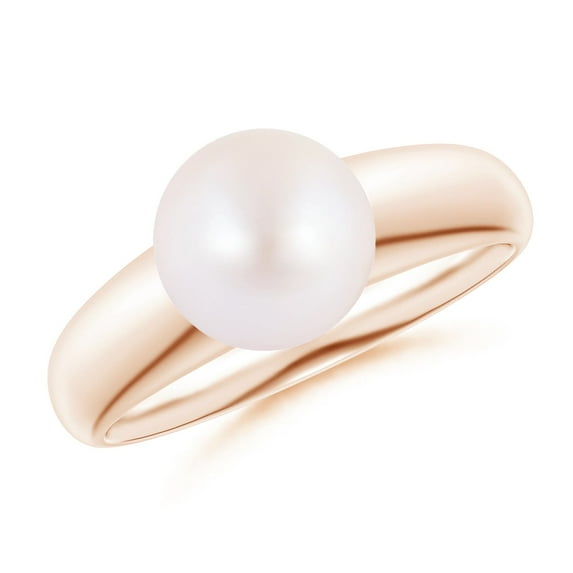 ANGARA Solitaire Japanese Akoya Cultured Pearl Dome Ring in 14K Rose Gold for Women | June Birthstone, Birthday, Anniversary, Jewelry Gift for Women | Pearl Ring