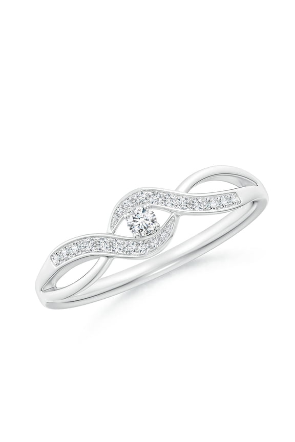 Solitaire Round Lab Diamond Infinity Promise Ring in Sterling Silver for Women (Ring Size: 6.5 | Color: F-G | Clarity: VS) April Birthstone, Birthday, Engagement Jewelry Gift For Women