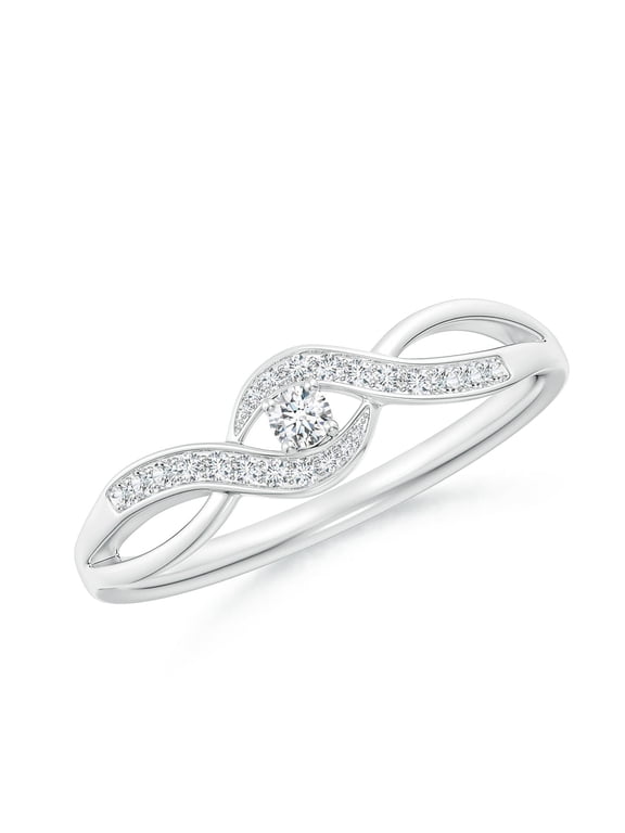 Solitaire Round Lab Diamond Infinity Promise Ring in Sterling Silver for Women (Ring Size: 7.5 | Color: F-G | Clarity: VS) April Birthstone, Birthday, Engagement Jewelry Gift For Women