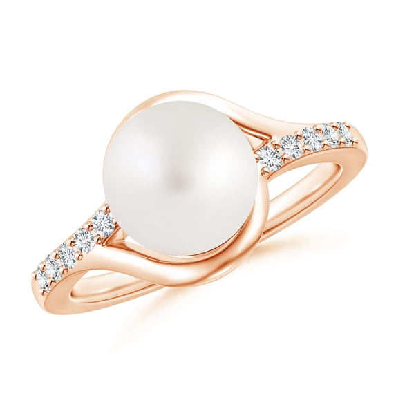 ANGARA Solitaire South Sea Cultured Pearl Bypass Ring with Diamonds in 14K Rose Gold for Women | June Birthstone, Birthday, Anniversary, Jewelry Gift for Women | Pearl Ring