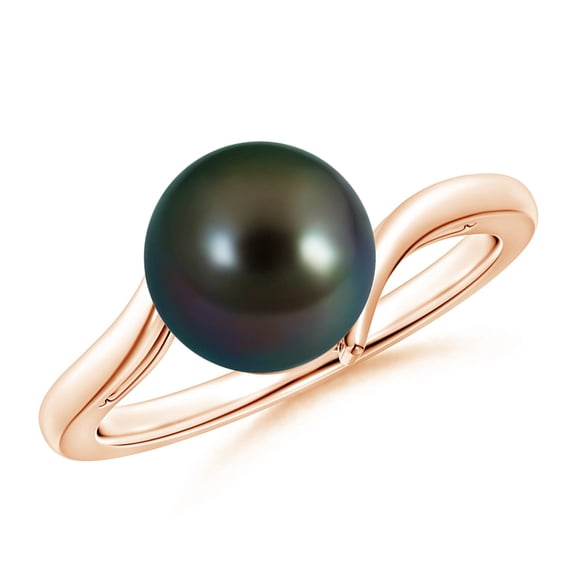 Angara Solitaire Tahitian Cultured Pearl Bypass Ring in 14K Rose Gold for Women | June Birthstone Jewelry for Her