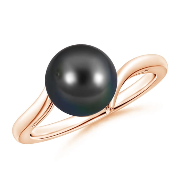 ANGARA Solitaire Tahitian Cultured Pearl Bypass Ring in 14K Rose Gold for Women | June Birthstone, Birthday, Anniversary, Jewelry Gift for Women | Pearl Ring