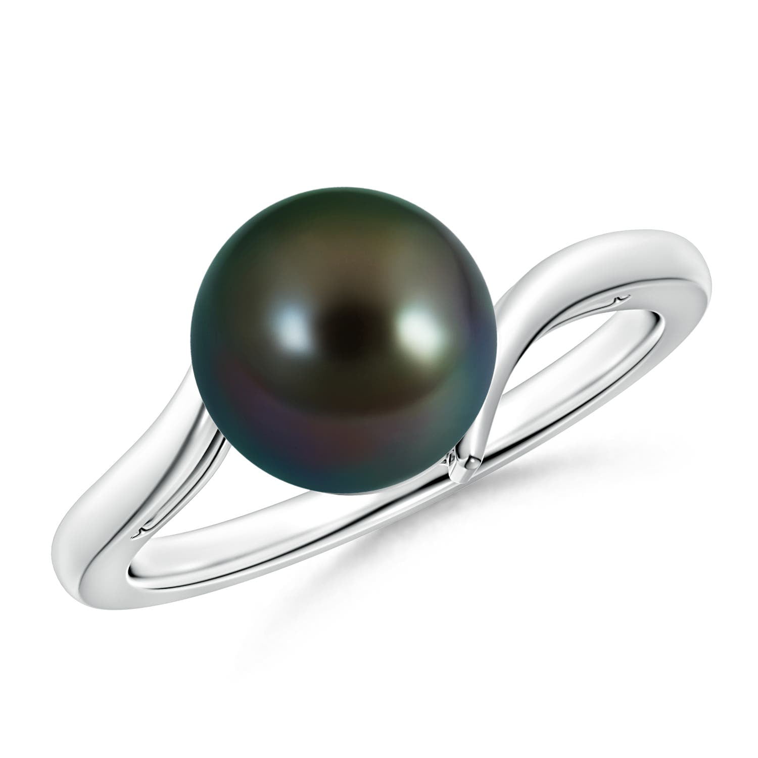 Angara Solitaire Tahitian Cultured Pearl Bypass Ring in 14K White Gold ...