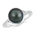 thumbnail image 1 of ANGARA Solitaire Tahitian Cultured Pearl Bypass Ring with Diamonds in 14K White Gold for Women | June Birthstone, Birthday, Anniversary, Jewelry Gift for Women | Pearl Ring, 1 of 8