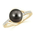 thumbnail image 1 of Angara Solitaire Tahitian Cultured Pearl Bypass Ring with Diamonds in 14K Yellow Gold for Women | June Birthstone Jewelry for Her, 1 of 8