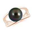 thumbnail image 1 of Angara Solitaire Tahitian Cultured Pearl Double Shank Ring in 14K Rose Gold for Women | June Birthstone Jewelry for Her, 1 of 8