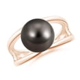 thumbnail image 1 of ANGARA Solitaire Tahitian Cultured Pearl Double Shank Ring in 14K Rose Gold for Women | June Birthstone, Birthday, Anniversary, Jewelry Gift for Women | Pearl Ring, 1 of 8