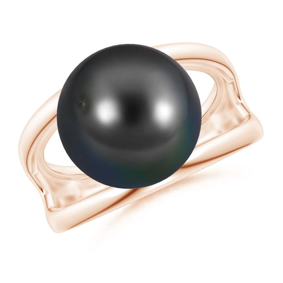 ANGARA Solitaire Tahitian Cultured Pearl Double Shank Ring in 14K Rose Gold for Women | June Birthstone, Birthday, Anniversary, Jewelry Gift for Women | Pearl Ring
