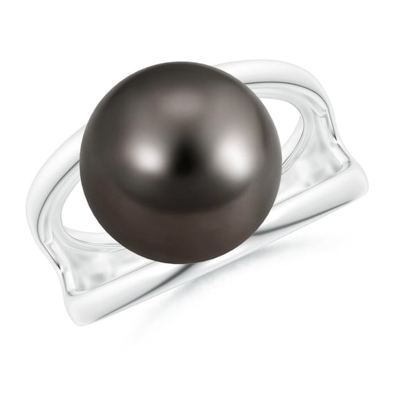 Angara Solitaire Tahitian Cultured Pearl Double Shank Ring in 14K White Gold for Women | June Birthstone Jewelry for Her