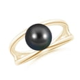 thumbnail image 1 of ANGARA Solitaire Tahitian Cultured Pearl Double Shank Ring in 14K Yellow Gold for Women | June Birthstone, Birthday, Anniversary, Jewelry Gift for Women | Pearl Ring, 1 of 9