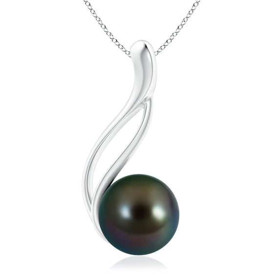 ANGARA Solitaire Tahitian Cultured Pearl Swirl Pendant in 14K White Gold for Women | June Birthstone, Birthday, Anniversary, Jewelry Gift for Women | Pearl Necklace