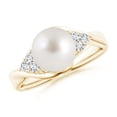 thumbnail image 1 of Angara South Sea Cultured Pearl Bypass Ring with Diamond Trio in 14K Yellow Gold for Women | June Birthstone Jewelry for Her, 1 of 8