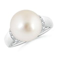 thumbnail image 1 of Angara South Sea Cultured Pearl Collar Ring with Diamonds in 14K White Gold for Women | June Birthstone Jewelry for Her, 1 of 8