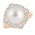 thumbnail image 1 of ANGARA South Sea Cultured Pearl Cushion Halo Engagement Ring in 14K Rose Gold for Women | June Birthstone, Birthday, Anniversary, Jewelry Gift for Women | Pearl Ring, 1 of 8